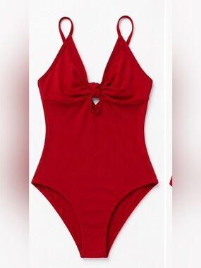 Divided Red Knot Front One-Piece Bodysuit